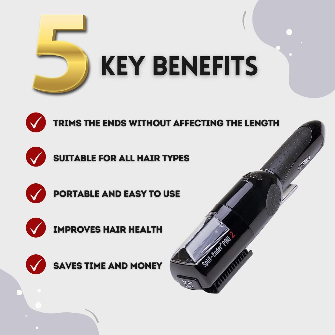 Split-Ender Pro 2 - Cordless Split End Hair Trimmer - For Dry, Damaged, Brittle and Frizzy Split Ends
