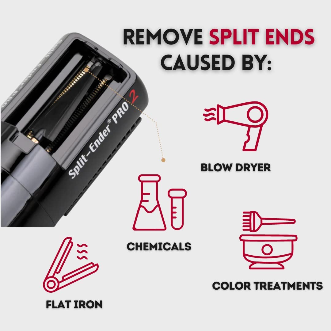 Split-Ender Pro 2 - Cordless Split End Hair Trimmer - For Dry, Damaged, Brittle and Frizzy Split Ends