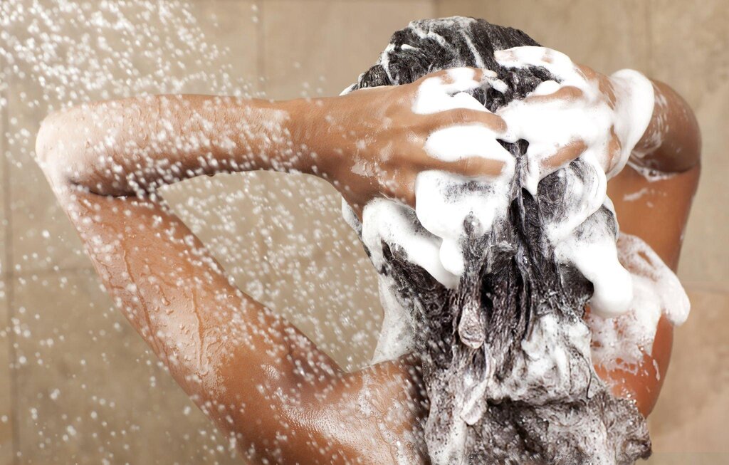 woman washing her hair