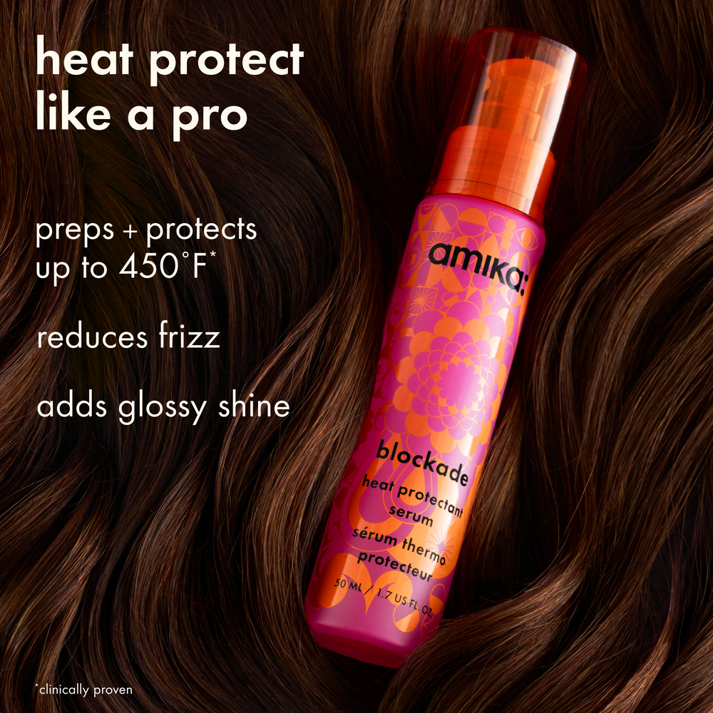 amika Blockade Heat Defense Serum - heat protection up to 450°F, less frizz, glossy shine