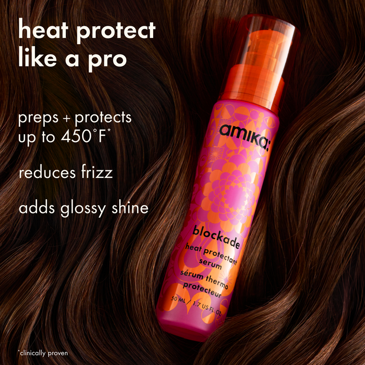 amika Blockade Heat Defense Serum - heat protection up to 450°F, less frizz, glossy shine