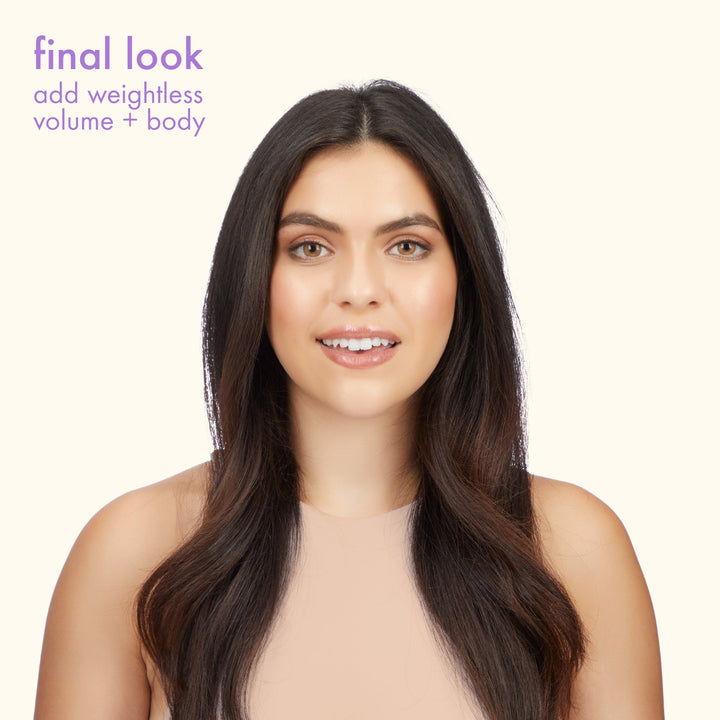 Amika Brooklyn Bombshell Blowout Spray - final look with weightless volume