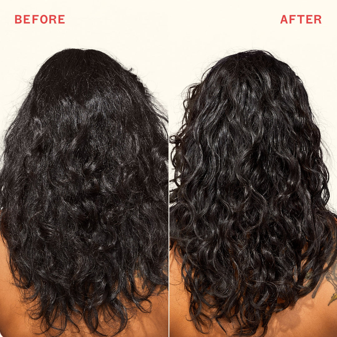 amika Top Gloss Shine Spray - before and after