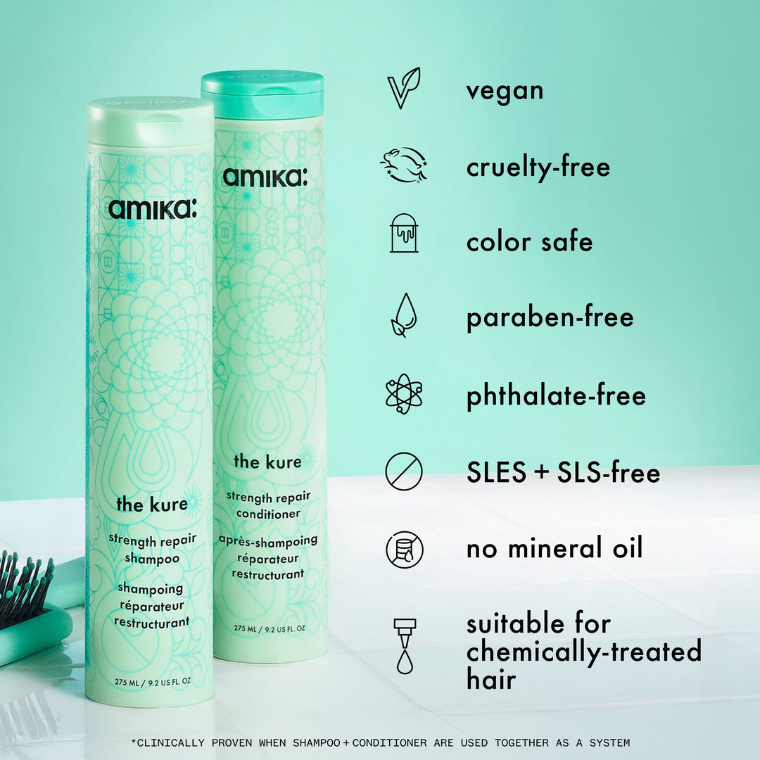 Amika The Kure Strength Repair Shampoo - vegan, paraben-free, sulfate-free