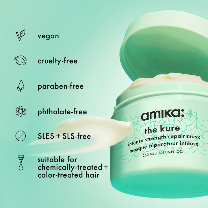Amika The Kure Intense Strength Repair Mask - vegan, paraben-free, suitable for color-treated hair