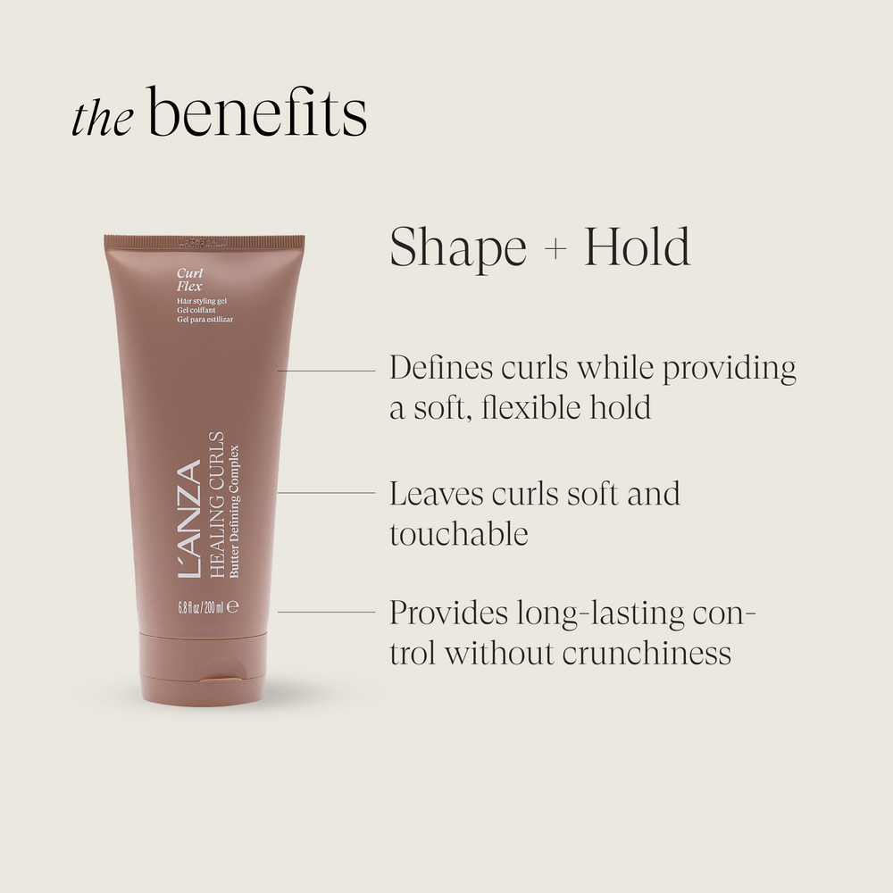 L'ANZA Healing Curls Curl Flex - benefits: soft flexible hold, touchable curls, no crunch