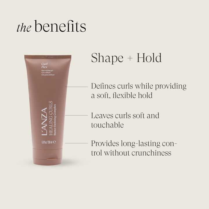 L'ANZA Healing Curls Curl Flex - benefits: soft flexible hold, touchable curls, no crunch