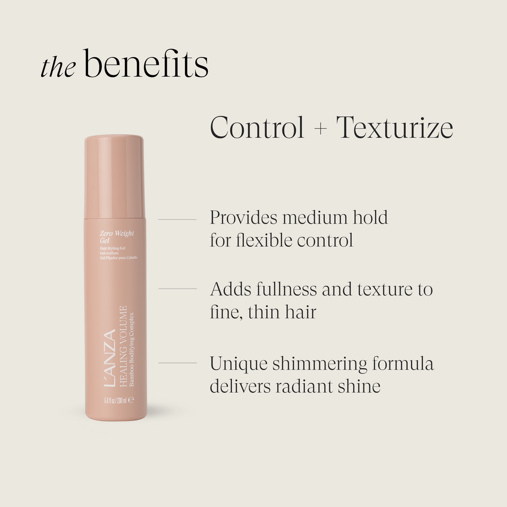 L'ANZA Healing Volume Zero Weight Gel - benefits: control and texturize