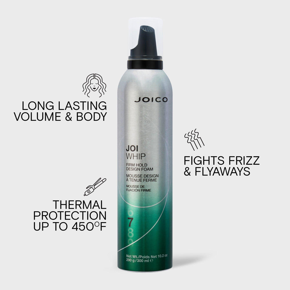 Joico JoiWhip Firm Hold Design Foam - benefits: volume and body, fights frizz, thermal protection up to 450°F