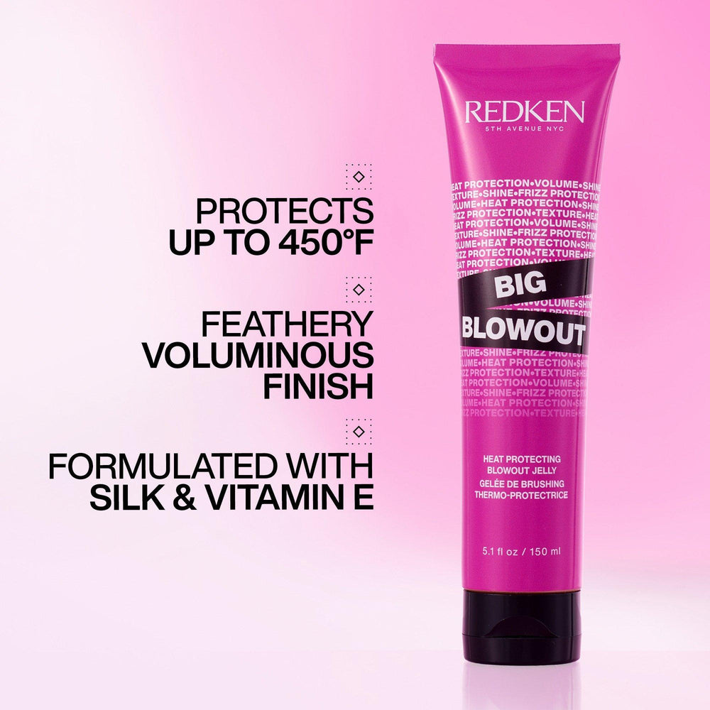 Redken Big Blowout Heat Protecting Blowout Jelly - protects up to 450F, feathery voluminous finish, silk and vitamin E
