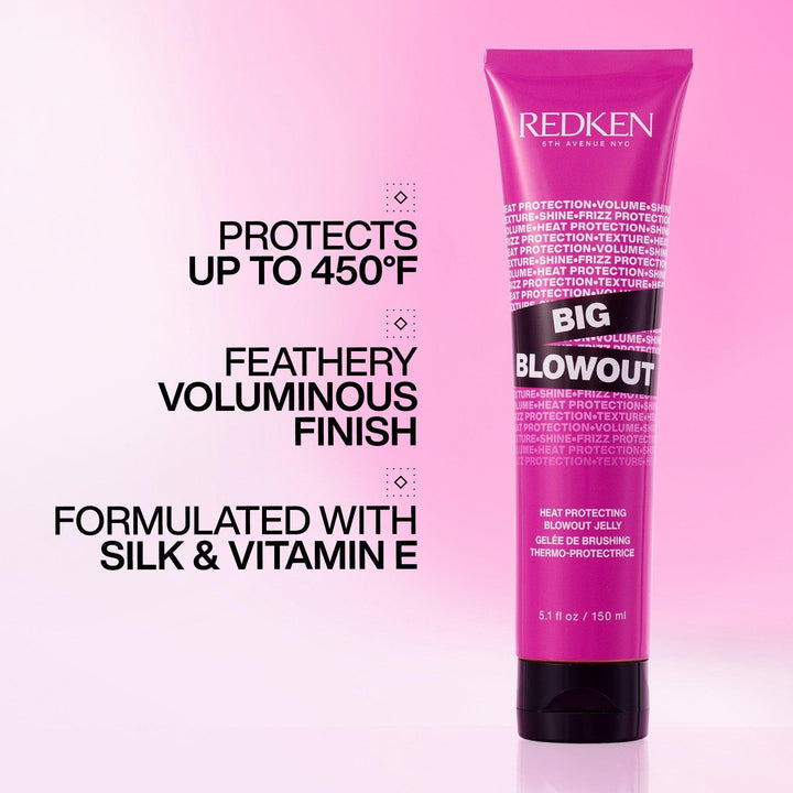 Redken Big Blowout Heat Protecting Blowout Jelly - protects up to 450F, feathery voluminous finish, silk and vitamin E