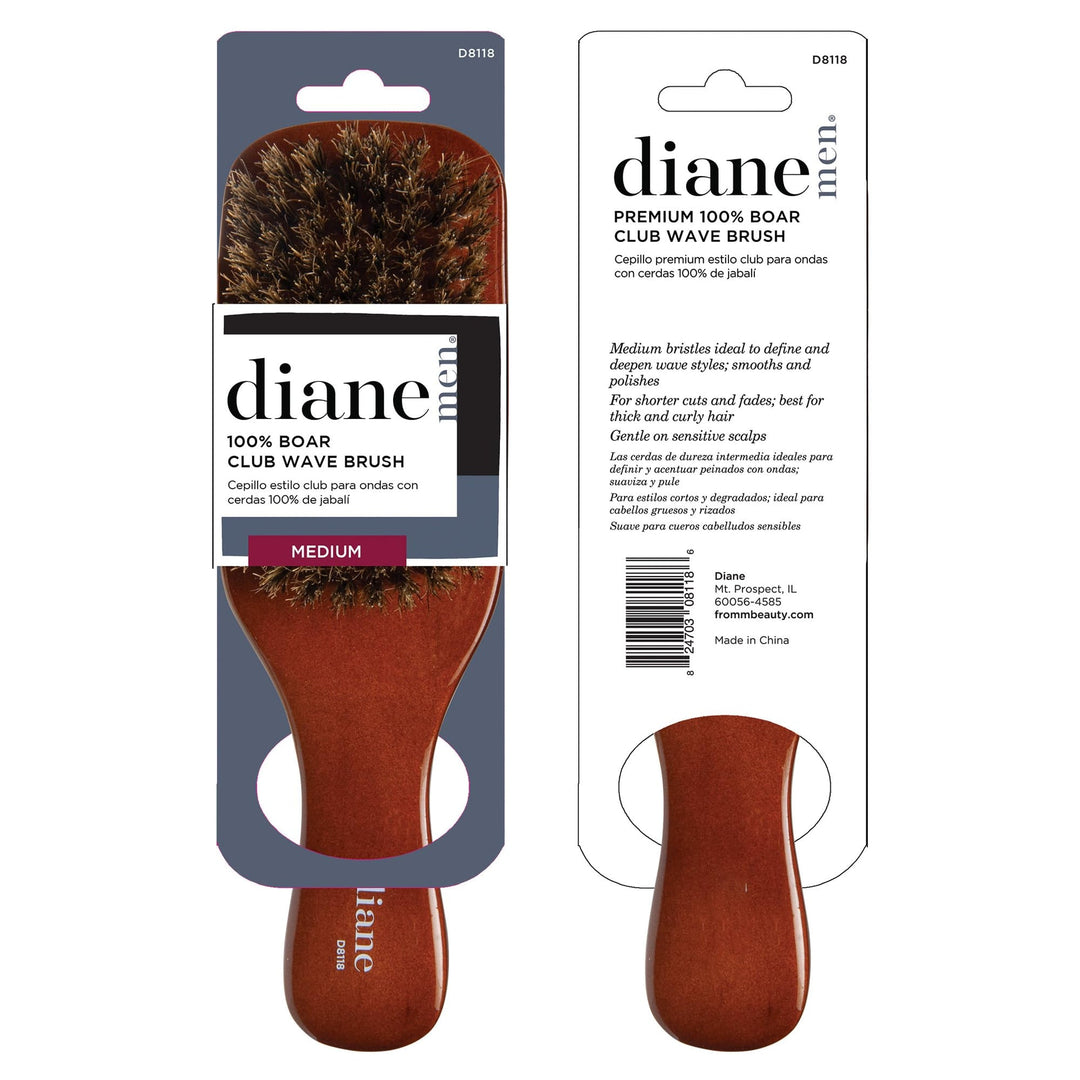 Diane - Premium 100% Boar Club Wave Brush - Medium Bristles