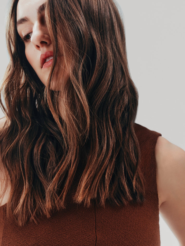 AG Tousled Texture Body & Shine Finishing Spray - model with textured, tousled hair