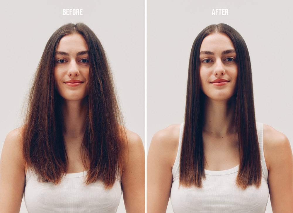 AG Set It Straight Argan Straightening Lotion - before and after blow-dry
