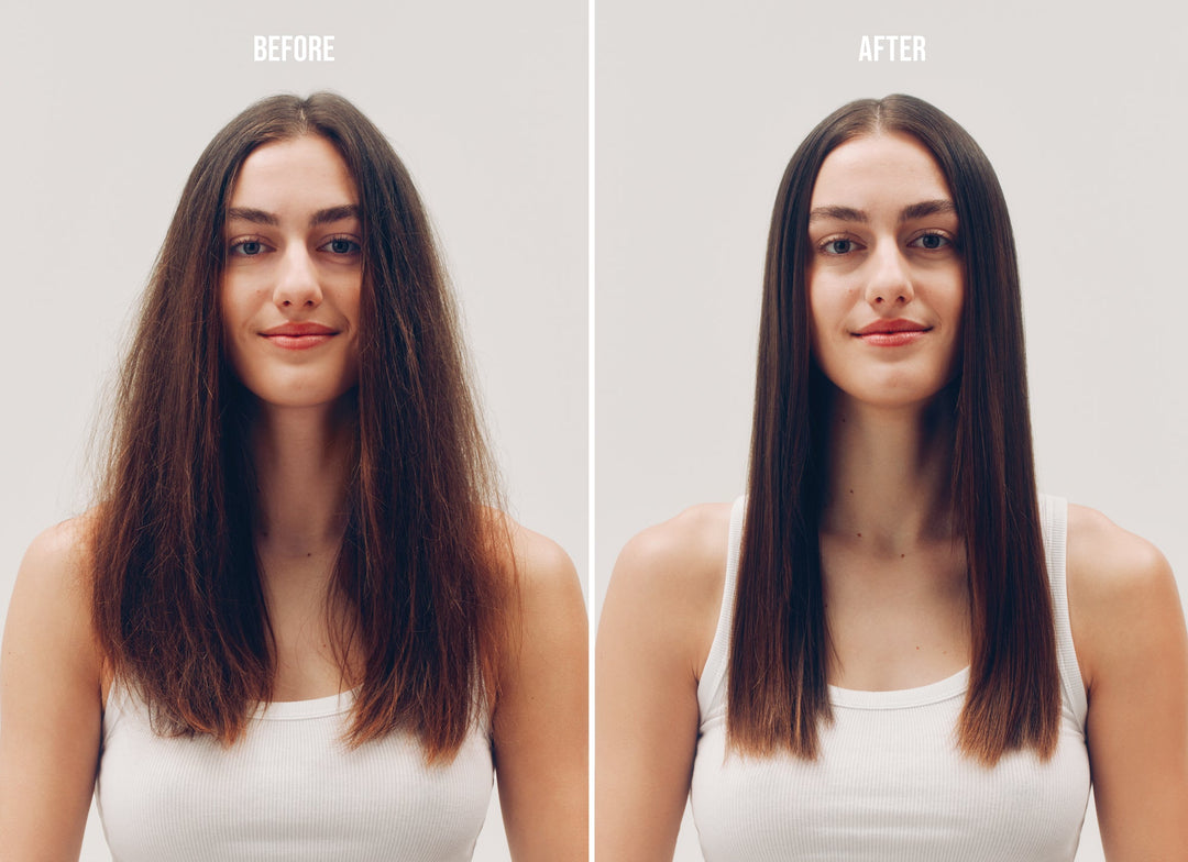 AG Set It Straight Argan Straightening Lotion - before and after blow-dry
