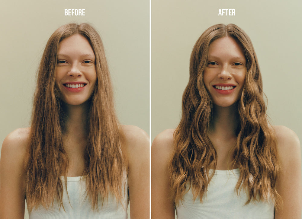 AG Tousled Texture Body & Shine Finishing Spray - before and after
