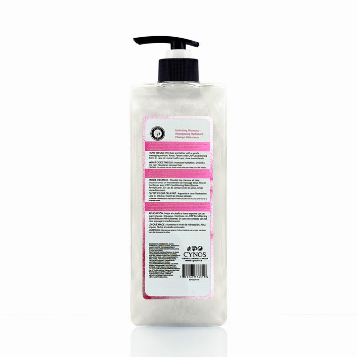 Cynos CRP Hydrating Shampoo - back label with directions and ingredients