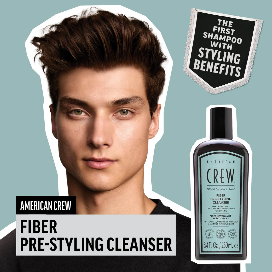 American Crew Fiber Pre-Styling Shampoo - textured style on model