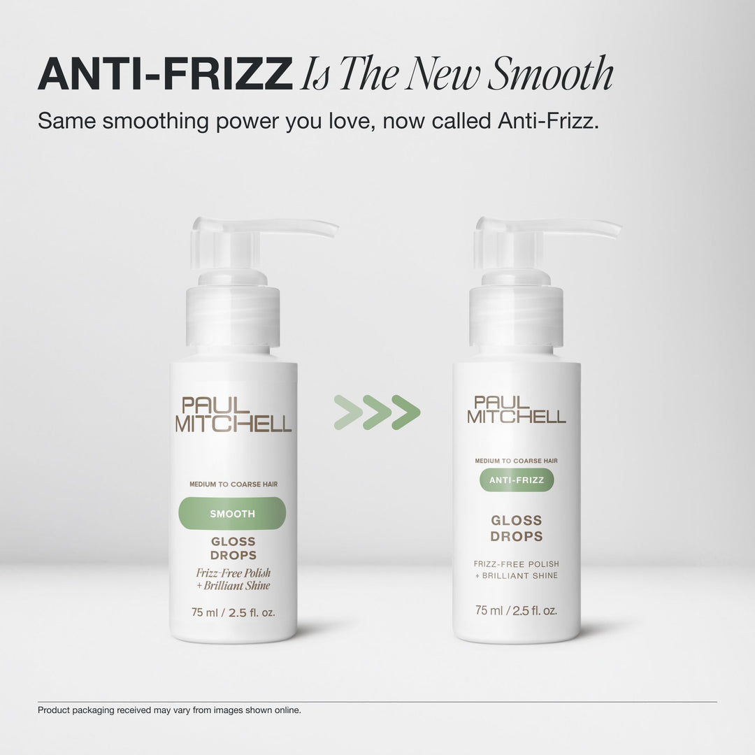 Paul Mitchell Gloss Drops - Smooth is now Anti-Frizz packaging update