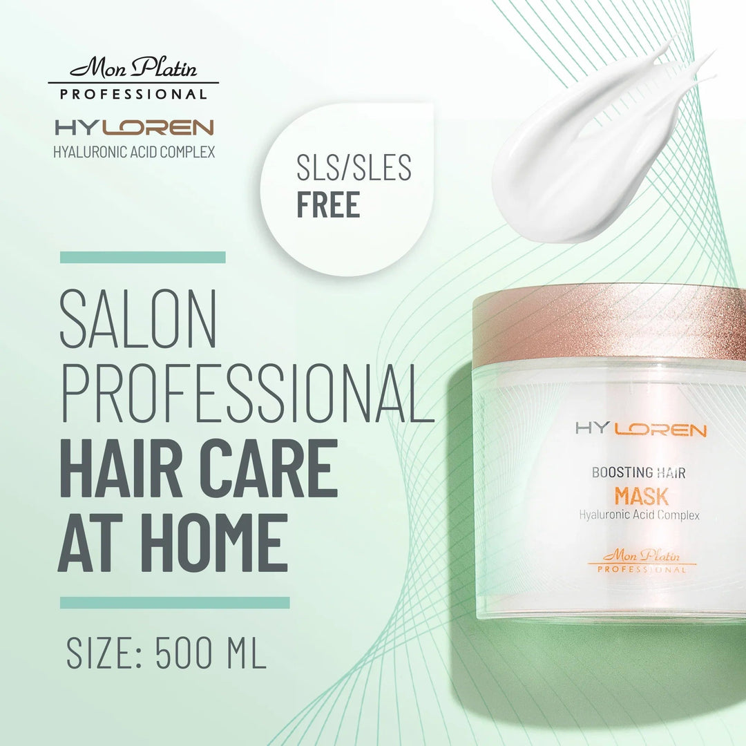 Mon Platin Hyloren Boosting Hair Mask - SLS/SLES-free, jar with mask texture, 500 ml