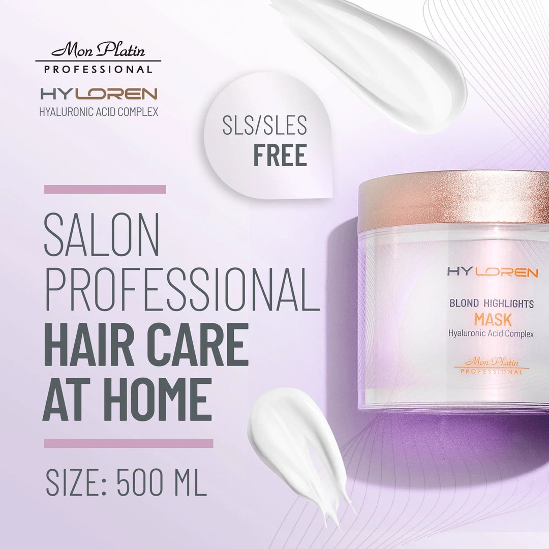 Mon Platin Hyloren Blonde Highlights Hair Mask - SLS/SLES-free, jar with mask texture, 500 ml