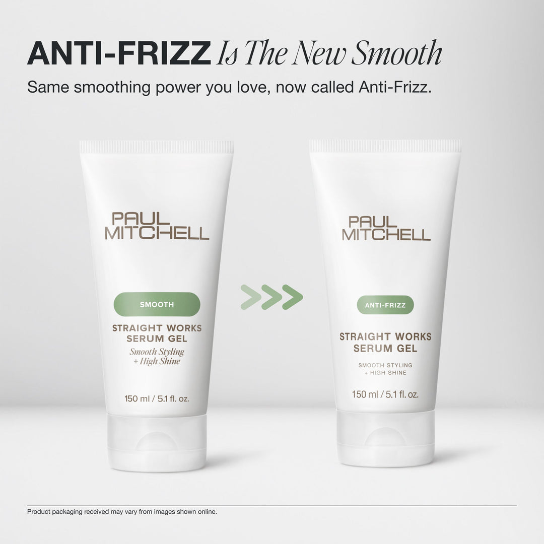 Paul Mitchell Straight Works Serum Gel - Smooth is now Anti-Frizz packaging update