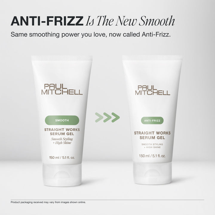 Paul Mitchell Straight Works Serum Gel - Smooth is now Anti-Frizz packaging update