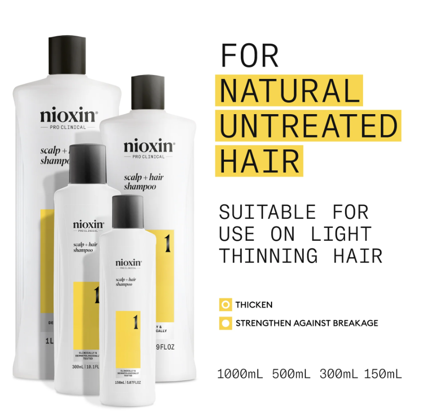 Nioxin 1 - Scalp + Hair Shampoo - Hair Thickening for Natural / Untreated Hair