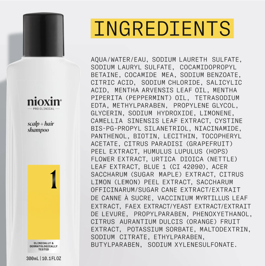 Nioxin 1 - Scalp + Hair Shampoo - Hair Thickening for Natural / Untreated Hair