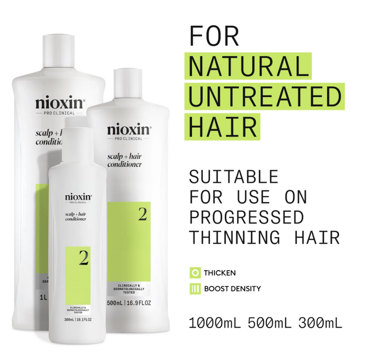 Nioxin 2 - Scalp + Hair Conditioner - Hair Thickening Conditioner for Progressed Thinning