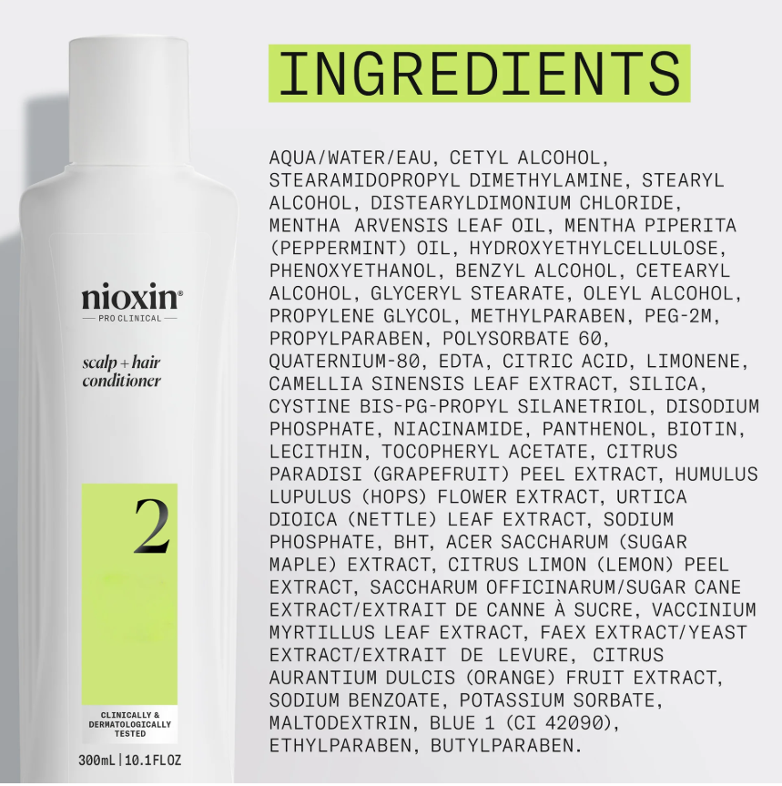 Nioxin 2 - Scalp + Hair Conditioner - Hair Thickening Conditioner for Progressed Thinning