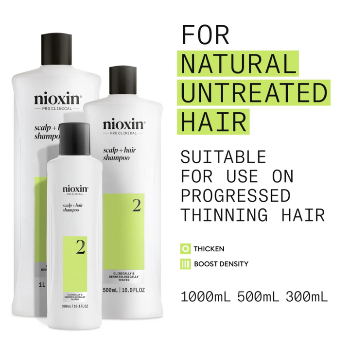Nioxin 2 - Scalp + Hair Shampoo - Hair Thickening Conditioner for Progressed Thinning