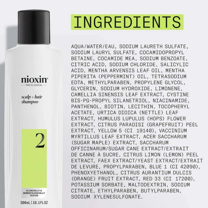 Nioxin 2 - Scalp + Hair Shampoo - Hair Thickening Conditioner for Progressed Thinning