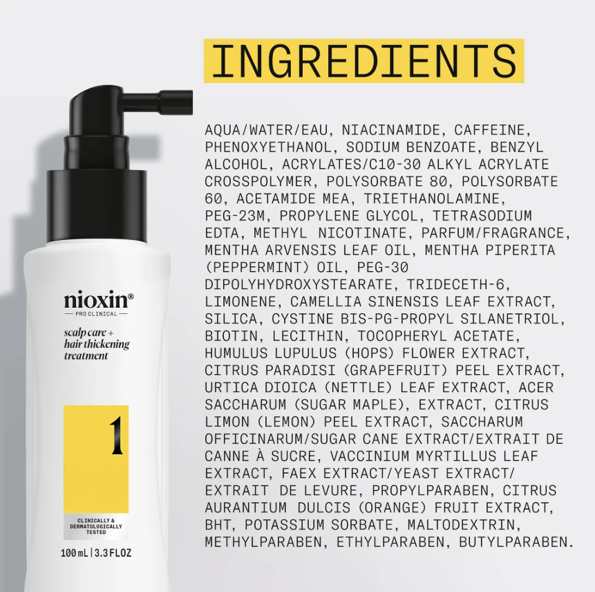 Nioxin 1 - Scalp Care + Hair Thickening Treatment for Natural/Untreated Hair