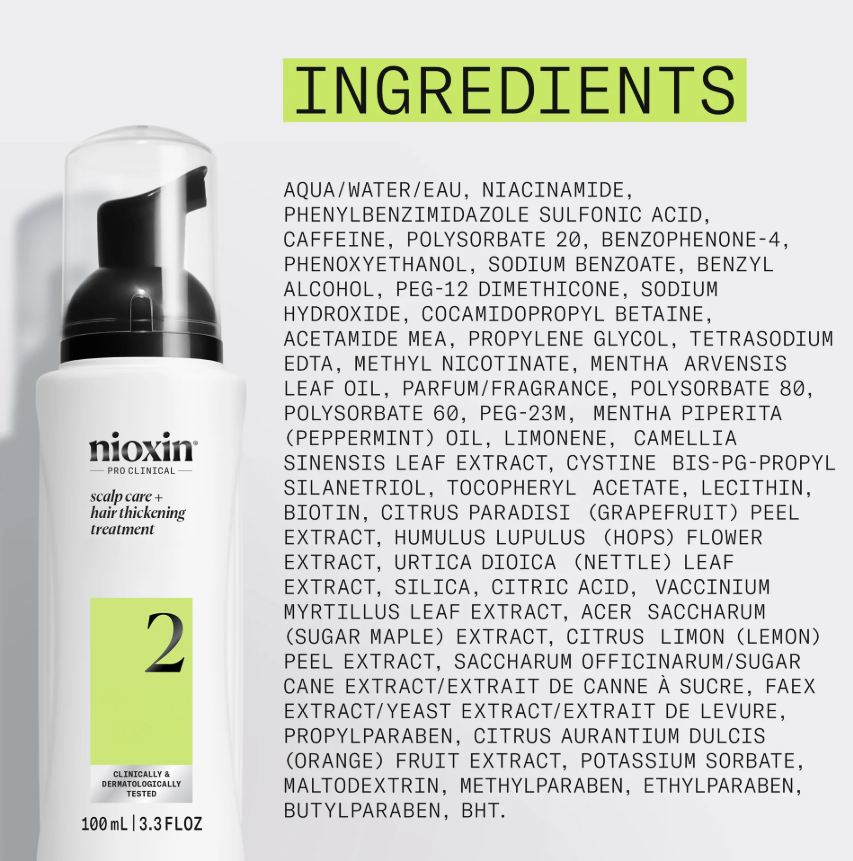 Nioxin 2 - Scalp Care + Hair Thickening Treatment for Progressed Thinning