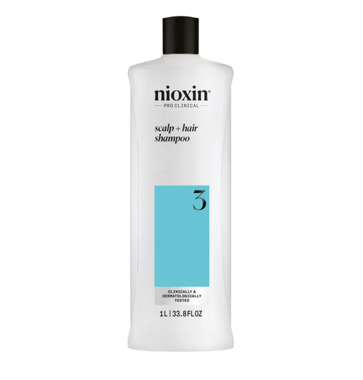 Nioxin 3 - Scalp + Hair Shampoo - Colored/Dry/Damaged Hair Shampoo for Light Thinning
