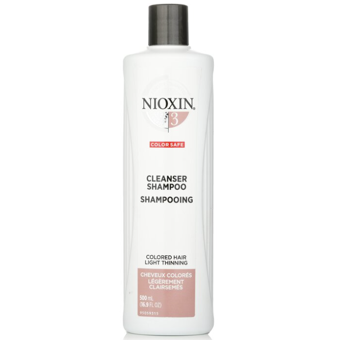 Nioxin 3 - Scalp + Hair Shampoo - Colored/Dry/Damaged Hair Shampoo for Light Thinning