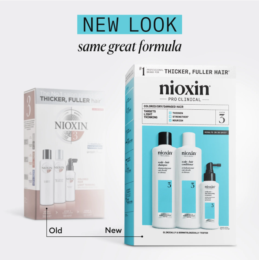 Nioxin 3 Kit - Shampoo, Conditioner and Treatment for Colored Hair Light Thinning