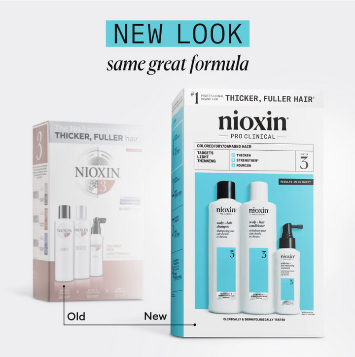 Nioxin 3 Kit - Shampoo, Conditioner and Treatment for Colored Hair Light Thinning