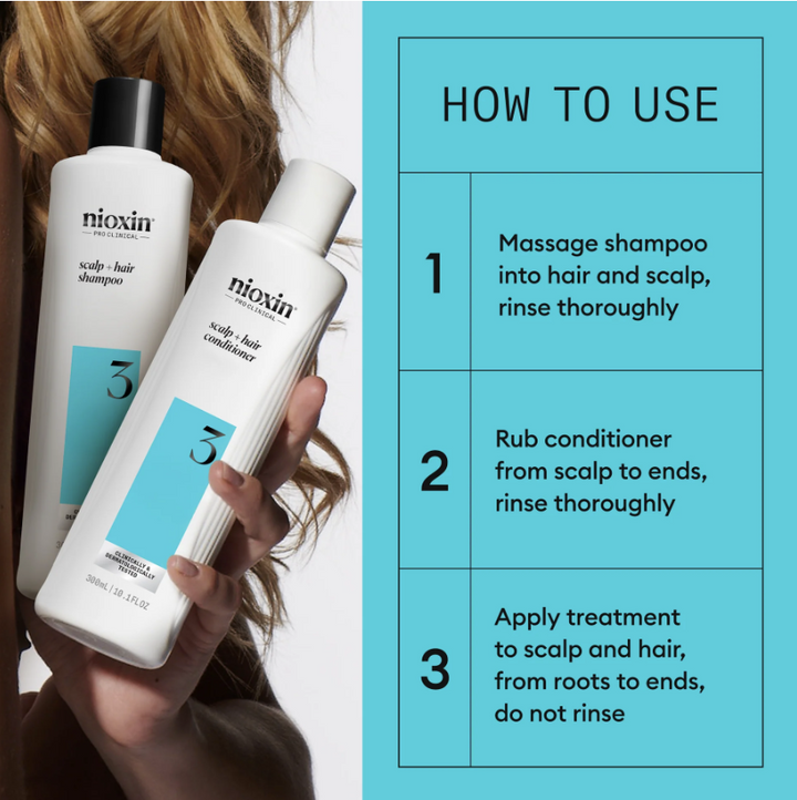 Nioxin 3 Kit - Shampoo, Conditioner and Treatment for Colored Hair Light Thinning