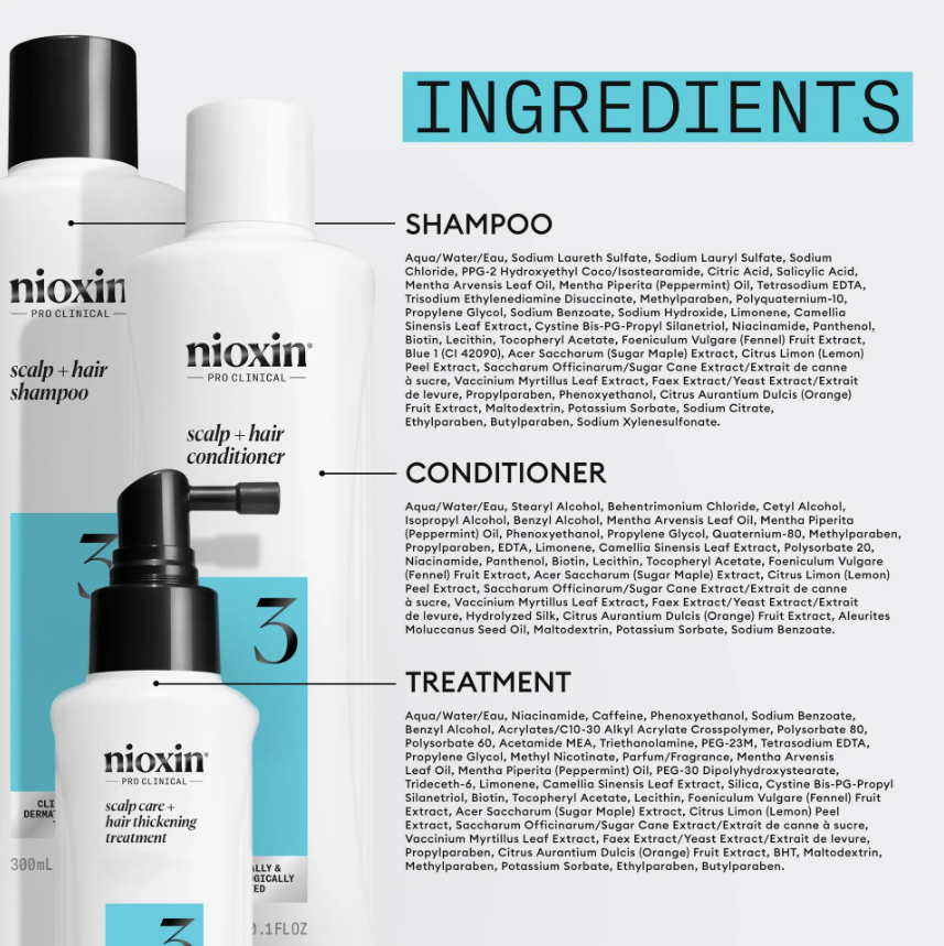 Nioxin 3 Kit - Shampoo, Conditioner and Treatment for Colored Hair Light Thinning