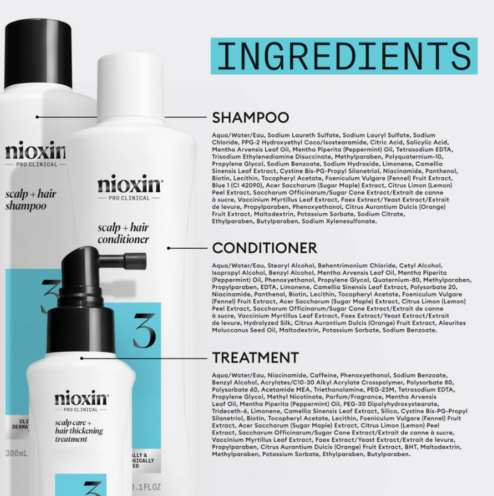 Nioxin 3 Kit - Shampoo, Conditioner and Treatment for Colored Hair Light Thinning