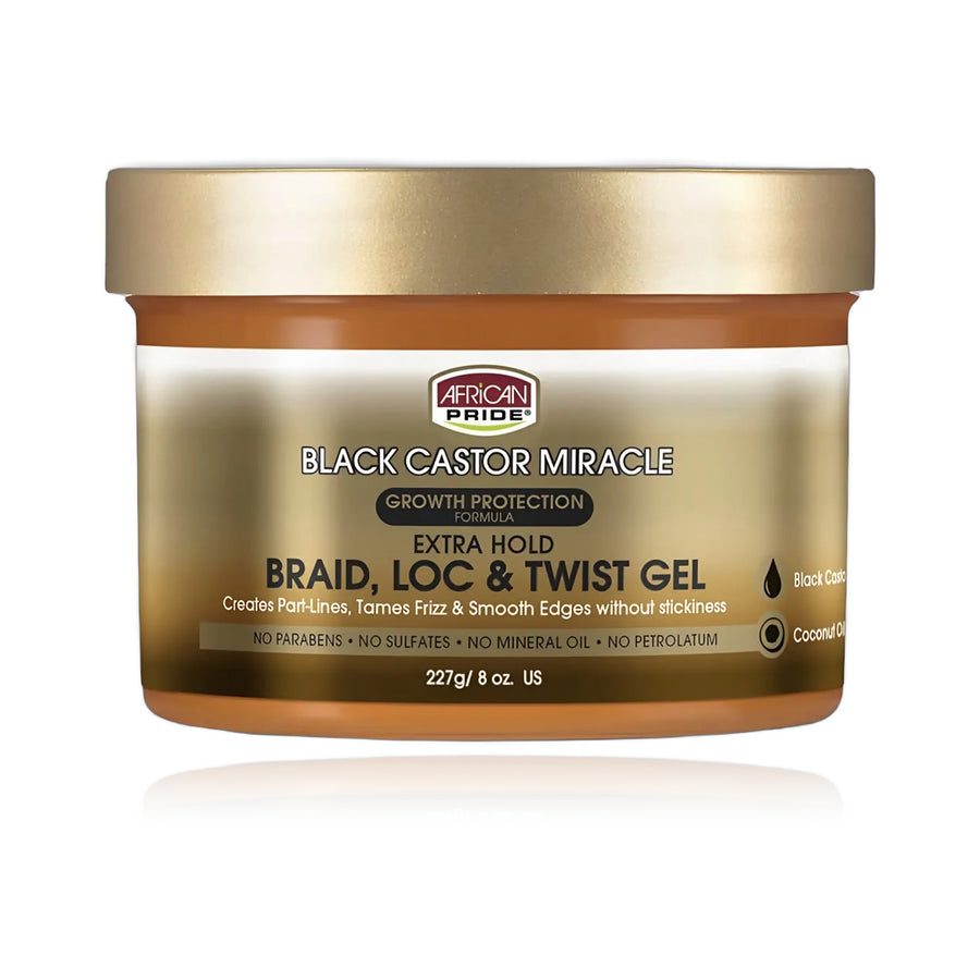 African Pride Black Castor Miracle Braid Loc & Twist Gel 8 oz