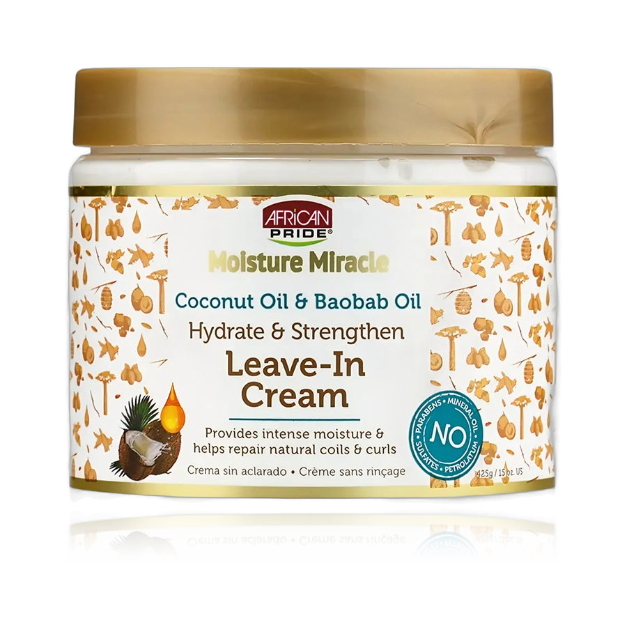 African Pride Moisture Miracle Coconut & Baobab Oil Leave In Cream 15 oz