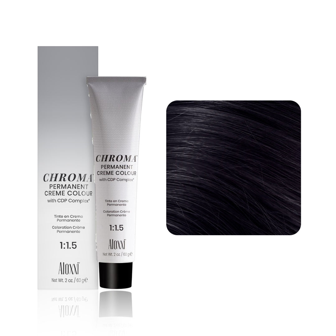 Aloxxi Chroma Permanent Creme Colour 1A (Black Ash)