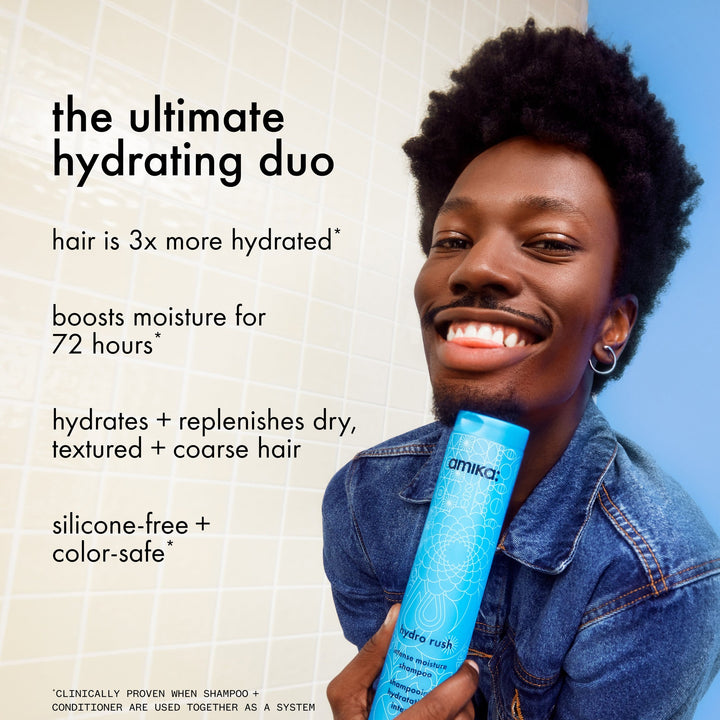 Amika Hydro Rush Intense Moisture Shampoo - benefits and clinical claims