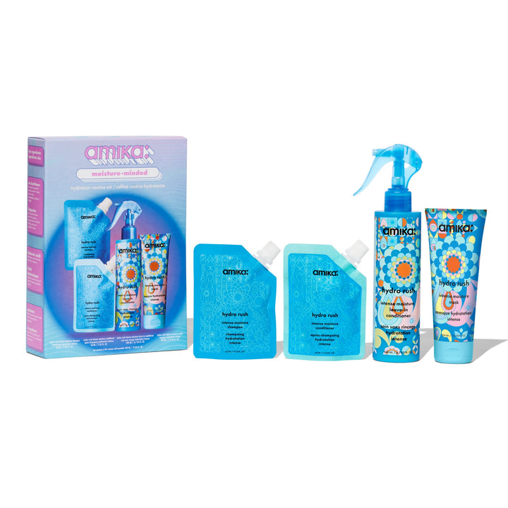 Amika Moisture-Minded Hydration Routine Set - box and contents