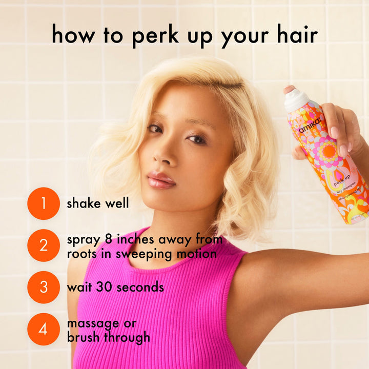 Amika Perk Up Dry Shampoo - how to use