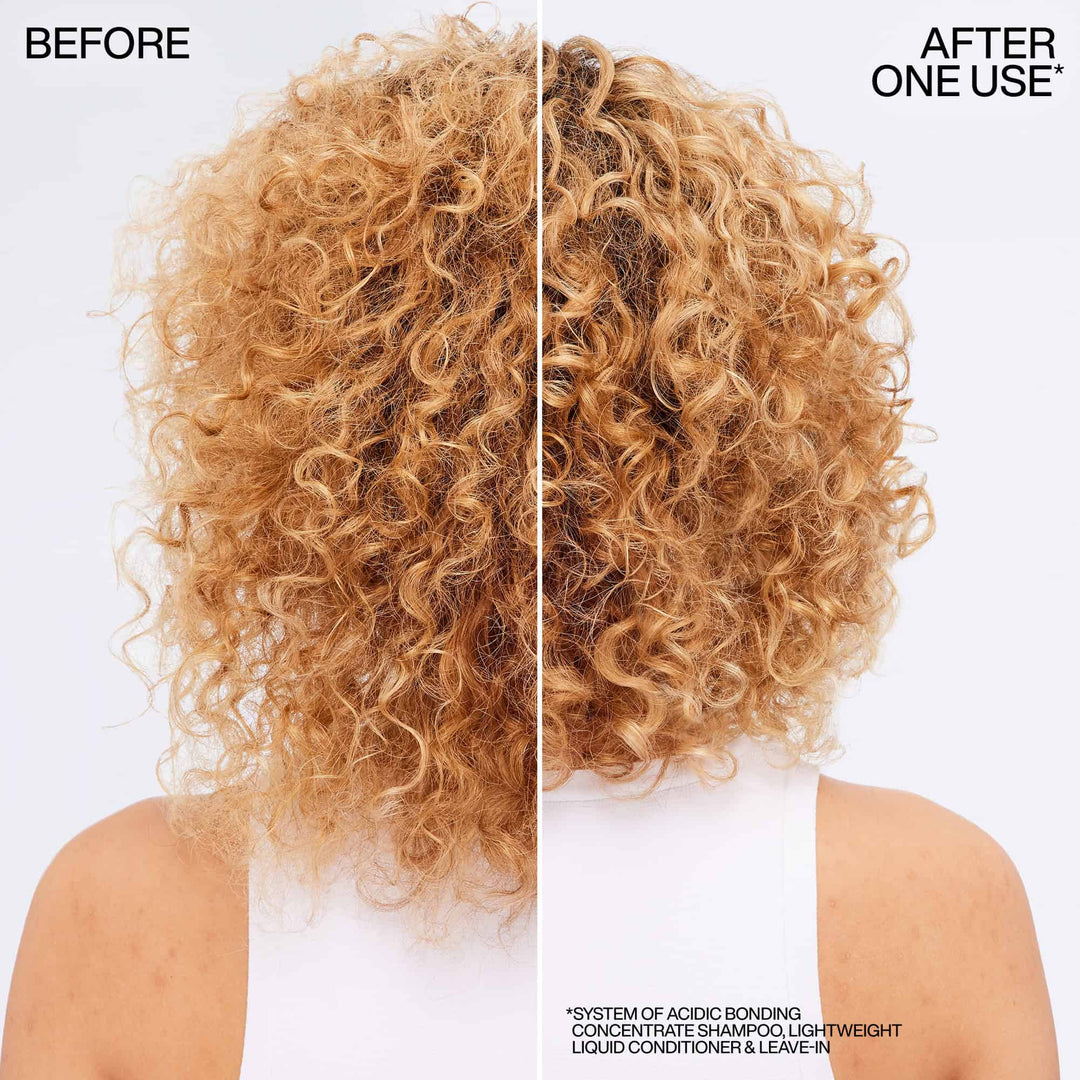 Redken Acidic Bonding Concentrate Lightweight Liquid Conditioner - before and after one use on curly hair
