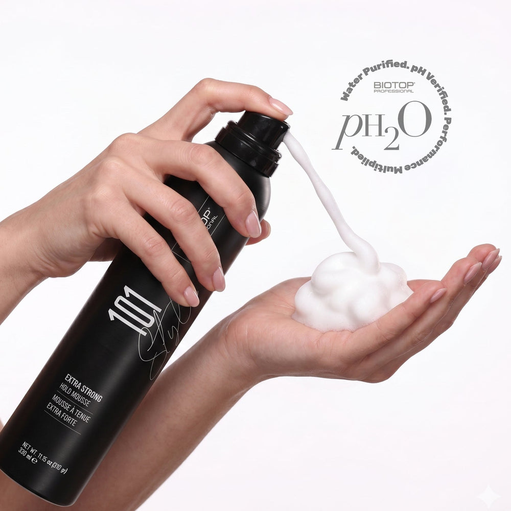 Biotop 101 Create Extra Strong Hold Mousse - mousse dispensed into the hand